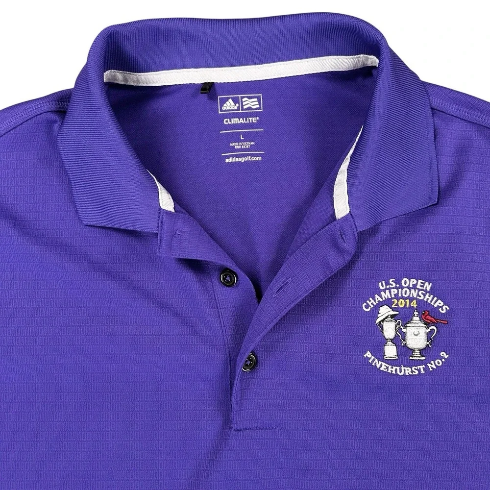 Adidas Men's Large Golf Polo Shirt US Open PGA‎ Championship Pinehurst Purple